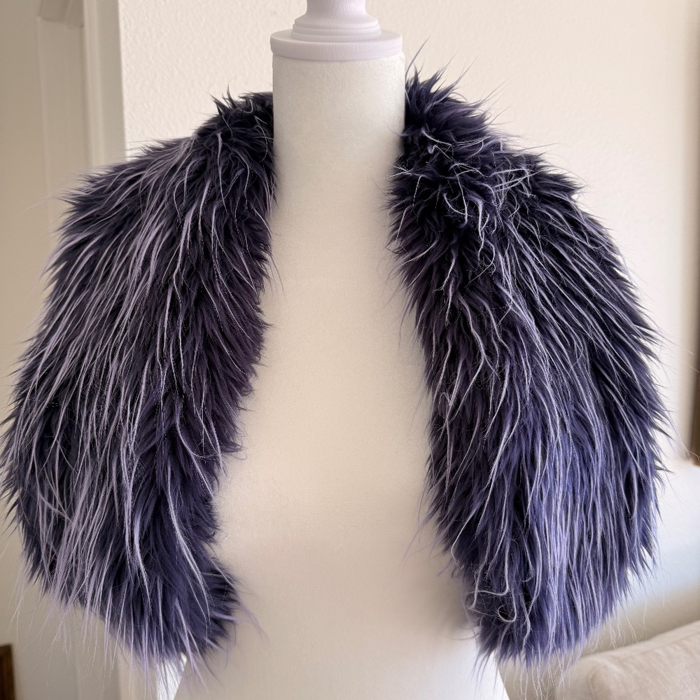 Vintage Faux Fur Thick Fluffy Collar Knit Vest